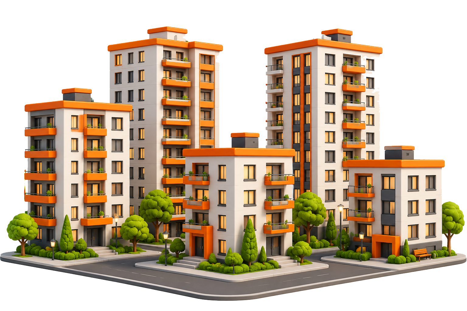 Ilustração de prédios de habitação do ativos.pt, o mercado imobiliário em Portugal e o crédito habitação para comprar casa